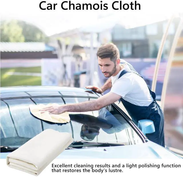 Alt view image 5 of 7 - Chamois Towel for Car, Shammy Cloth for Car Drying 15" x 25" (2.5 sq ft), Absorber Towel for Car Chamois Cloth, Real Leather Reusable Washing Shammy for Car Drying, Window Glass Cleaning, Home