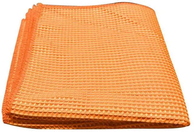 Main image of 3PCS Waffle Weave Microfiber Towel, 16 × 16 Inch Soft Absorbent Microfiber Drying Towel Car Detailing Cloth, No-Scratch Glass Cleaning Rags Car Wash Towels for Car and Home Polishing (Orange)