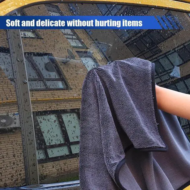 Alt view image 3 of 6 - Microfiber Car Drying Towel, 16" x 16" Ultra Absorbent Cleaning Cloth with Twisted-Loop Design - Microfiber Towel for Car Detailing/Household, Without Streaks or Scratches(3PCS)