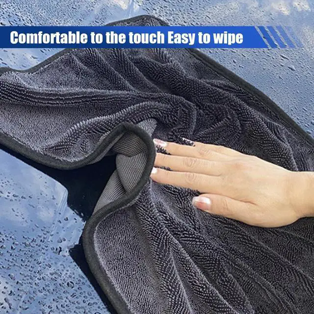 Alt view image 4 of 6 - Microfiber Car Drying Towel, 16" x 16" Ultra Absorbent Cleaning Cloth with Twisted-Loop Design - Microfiber Towel for Car Detailing/Household, Without Streaks or Scratches(3PCS)