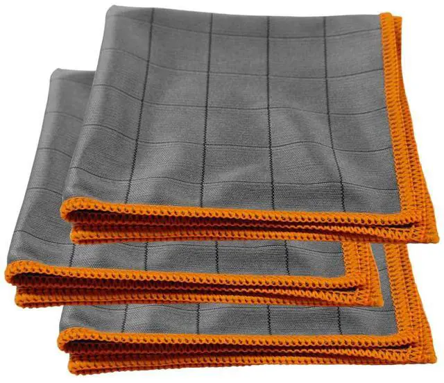 Main image of Car Carbon Microfiber Towels, 12" x 12" No Lint No Streak Cleaning Towel, Reusable Soft Car Wash Cloth, Universal Auto Polishing Detailing Rag for Glass Window Mirror(Orange)
