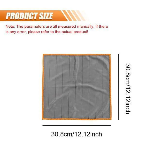 Alt view image 2 of 6 - Car Carbon Microfiber Towels, 12" x 12" No Lint No Streak Cleaning Towel, Reusable Soft Car Wash Cloth, Universal Auto Polishing Detailing Rag for Glass Window Mirror(Orange)