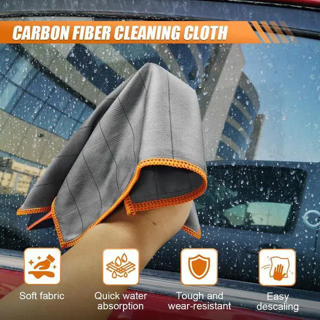 Alt view image 3 of 6 - Car Carbon Microfiber Towels, 12" x 12" No Lint No Streak Cleaning Towel, Reusable Soft Car Wash Cloth, Universal Auto Polishing Detailing Rag for Glass Window Mirror(Orange)