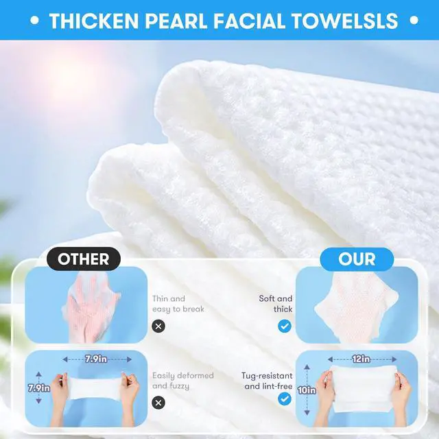 Alt view image 4 of 7 - Disposable Face Towel, XL Facial Towelettes Soft Thick Absorbent, Lint-Free Biodegradable Makeup Remover Dry Wipes for Skin Care Washing Drying Nursing Camping Travel Essentials, 25 Ct