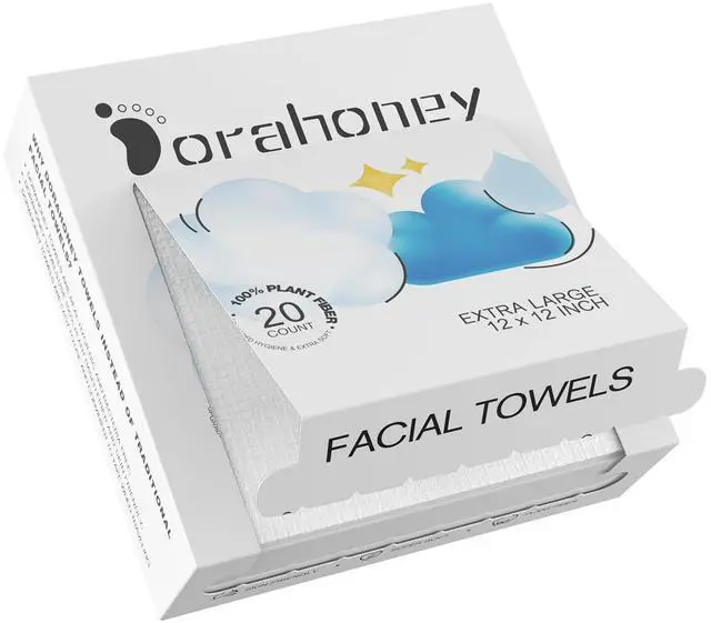 Main image of Disposable Face Towels Travel, 12"×12" Extra Large Face Towelettes, Ultra Soft Facial Towels for Sensitive Skin, Makeup Remover Dry Wipes, 20 Count (1 Pack)