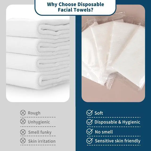 Alt view image 5 of 7 - Individual Wrapped Disposable Face Towel - 50PCS (25 PK) Clean Dry Wipes Lint Free Face Towelettes Facial Washcloths Salon Makeup Cleansing Towels for Travel Camping Facial Make up Removal
