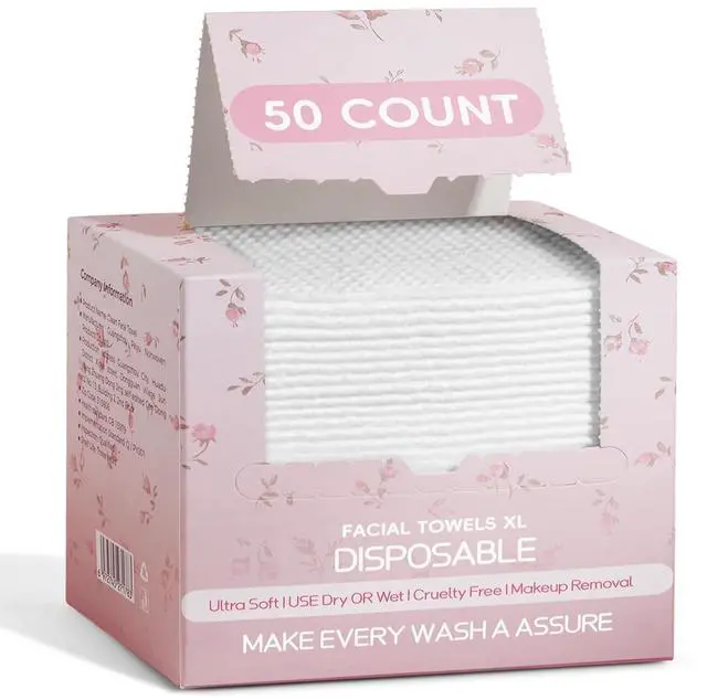 Main image of Disposable Face Towels, Thick &Soft Face Towelettes Disposable,Lint-Free And Odor-Free Dry Faces Wipes,Suitable For Daily Care Of Sensitive Skin,Facial Cleansing,And Makeup Removal(50 Count)