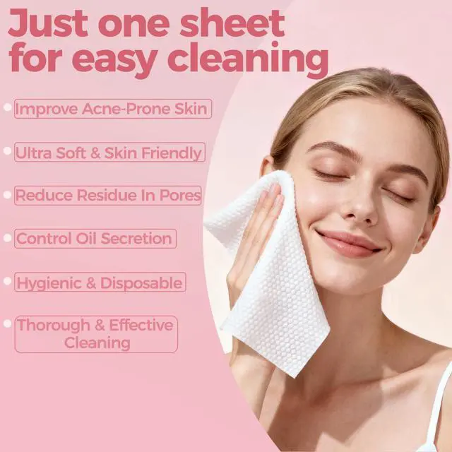 Alt view image 2 of 7 - Disposable Face Towels, Thick &Soft Face Towelettes Disposable,Lint-Free And Odor-Free Dry Faces Wipes,Suitable For Daily Care Of Sensitive Skin,Facial Cleansing,And Makeup Removal(50 Count)