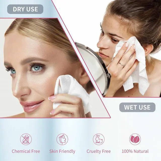 Alt view image 6 of 6 - Disposable Fast Dry Wipes, Daily Face Towel, Facial Washcloth, Makeup Remover, Cleansing Towelettes, Ultra Soft, 40 Ct,1 reusable plastic box