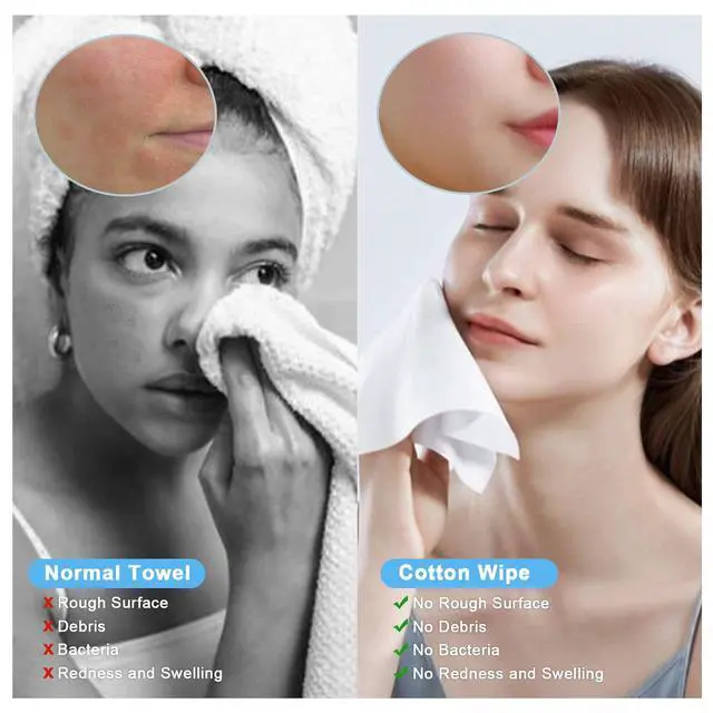 Alt view image 5 of 7 - Soft Dry Wipes Cottons Tissue Disposable Face Towel (110 Count) 100% Cotton Wipes Cotton Facial Tissues for Sensitive Skin Facial Towels Disposable, Lint-Free, Dry and Wet Use
