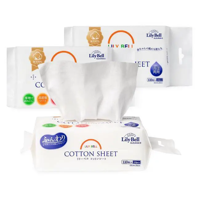 Alt view image 4 of 7 - Soft Dry Wipes Cottons Tissue Disposable Face Towel (110 Count) 100% Cotton Wipes Cotton Facial Tissues for Sensitive Skin Facial Towels Disposable, Lint-Free, Dry and Wet Use
