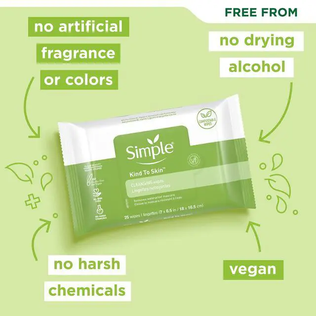 Alt view image 4 of 7 - Kind to Skin Facial Wipes Gentle and Effective Makeup Remover Cleansing Free from color and dye, artificial perfume and harsh chemicals 25 Wipes