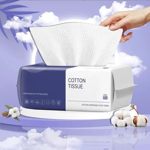 Main image of 100 Count Ultra Thick Disposable face Facial Wash Cloth for Sensitive, Lint- free Facial Tissue, Makeup Remover