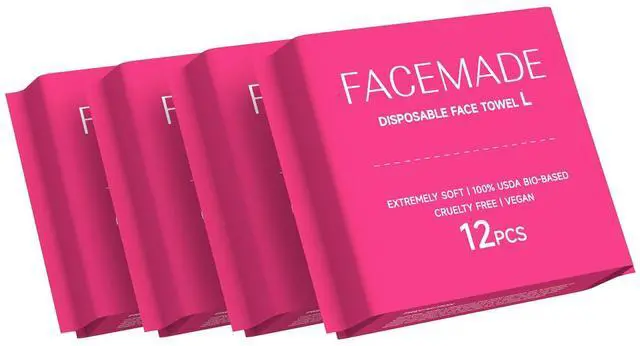 Main image of 48 Count (4 Packs) Disposable Travel Towels, 100% USDA Biobased Face Towels Disposable for Outdoor Cleaning, Clean Towels for Remove, Cleanse & Dry, Super Soft and Thick Dry Wipes