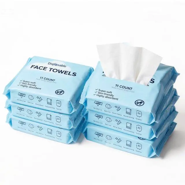 Main image of 6 Pack Travel Size Disposable Face Towel, Face Towelettes Makeup Remover Dry Wipe Facial Towels 7x 7.8