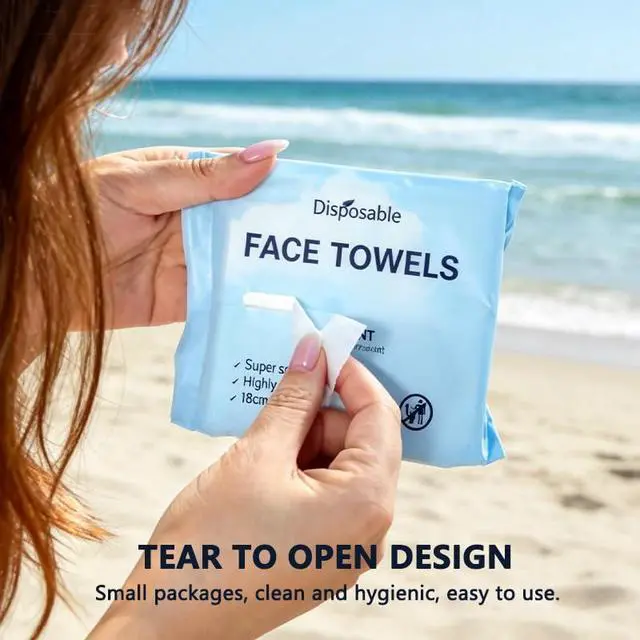 Alt view image 6 of 7 - 6 Pack Travel Size Disposable Face Towel, Face Towelettes Makeup Remover Dry Wipe Facial Towels 7x 7.8