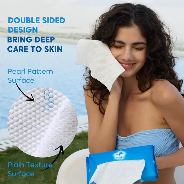 Alt view image 5 of 7 - Disposable Face Towels Ultra-Soft Biodegradable Face Cleansing Wipe, Makeup Remover Wipes, Facial Cleansing Cloths, Travel Face Towels, Multi-Use Dry Washcloths for All Skin Types, 20 Count