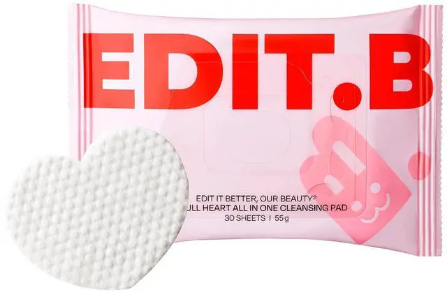 Main image of Heart All-in-One Cleansing Pads, Dual-Sided Facial Cleansing & Exfoliating Wipes with Soothing Botanical Extracts, Removes Makeup, Dirt & Impurities, Korean Daily Skin Care, 30 Sheets