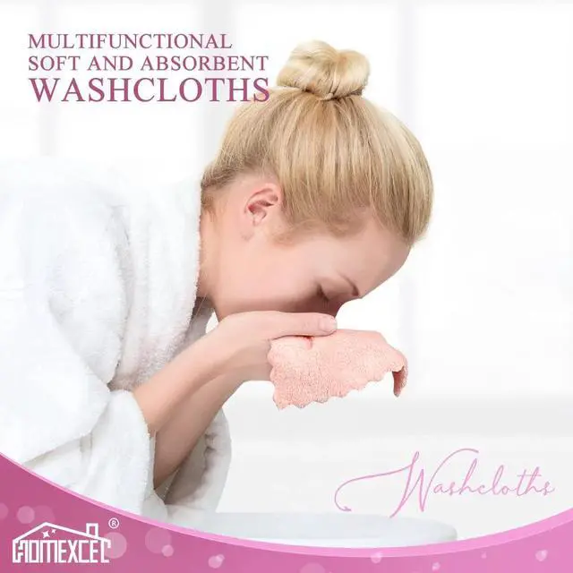 Alt view image 6 of 7 - Premium Makeup Remover Cloth 24 Pack, Reusable Super Soft 7 x 7 Inch Facial Cleansing Cloths with Just Water, Highly Absorbent Microfiber Coral Velvet Face Towels Washcloths