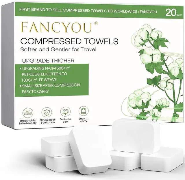 Main image of Disposable Face Towel 12"x9" Thicken,Compressed Towels Compressed Towel Tablets, Clean Reusable Face Cloths, Compact Mini Portable Cotton Washcloths for Travel Beauty Gym BBQ Home Office Use