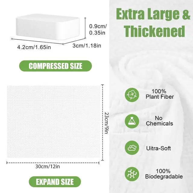 Alt view image 4 of 7 - Disposable Face Towel 12"x9" Thicken,Compressed Towels Compressed Towel Tablets, Clean Reusable Face Cloths, Compact Mini Portable Cotton Washcloths for Travel Beauty Gym BBQ Home Office Use