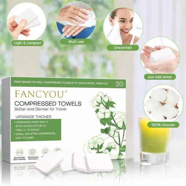 Alt view image 7 of 7 - Disposable Face Towel 12"x9" Thicken,Compressed Towels Compressed Towel Tablets, Clean Reusable Face Cloths, Compact Mini Portable Cotton Washcloths for Travel Beauty Gym BBQ Home Office Use