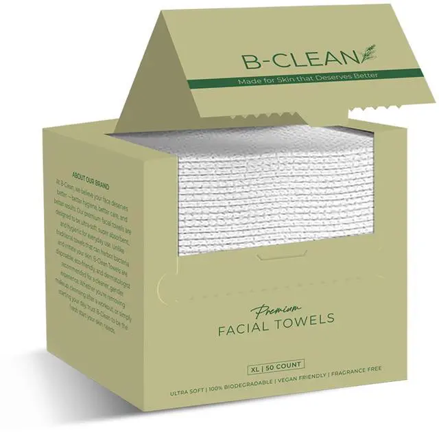 Main image of Premium Facial Towels - Extra Soft, Tear -Resistant, Lint Free, Disposable, Vegan, Fragrance-Free Hygienic Skincare Towels for Daily Cleansing and Makeup Remover Dry Wipes (50 Count Pack of 1)