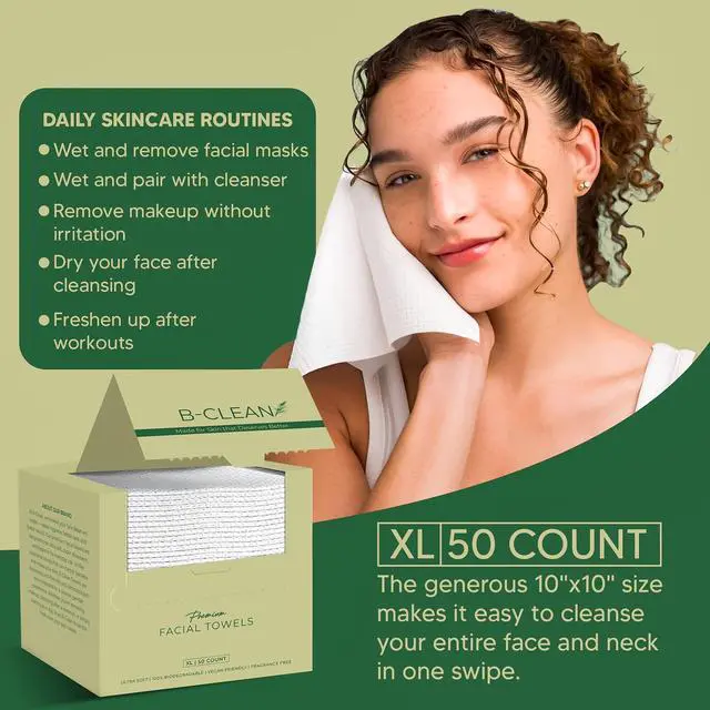 Alt view image 3 of 7 - Premium Facial Towels - Extra Soft, Tear -Resistant, Lint Free, Disposable, Vegan, Fragrance-Free Hygienic Skincare Towels for Daily Cleansing and Makeup Remover Dry Wipes (50 Count Pack of 1)