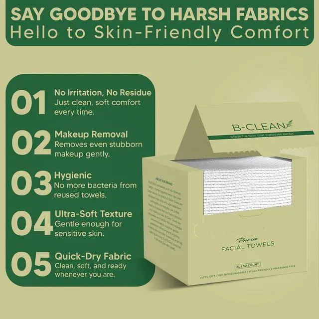 Alt view image 4 of 7 - Premium Facial Towels - Extra Soft, Tear -Resistant, Lint Free, Disposable, Vegan, Fragrance-Free Hygienic Skincare Towels for Daily Cleansing and Makeup Remover Dry Wipes (50 Count Pack of 1)