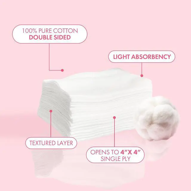Alt view image 2 of 7 - 2x2 Esthetic Wipes (200 Count) | 4-Ply Premium Lint-Free Facial Wipes & Cotton Pads for Face | Low-Absorbency Face Pads for Toner & Makeup Removal