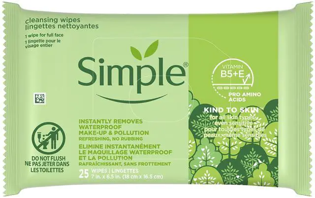 Main image of Kind to Skin Facial Wipes Gentle and Effective Makeup Remover Cleansing Free from color and dye artificial perfume and harsh chemicals 25 Wipes