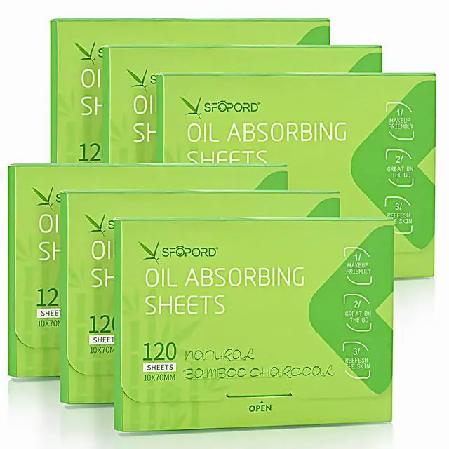 Main image of Oil Absorbing Sheets with Bamboo Charcoal - 4 Pack (480 sheets) Oil Blotting Sheets For Face, 20% More Makeup Friendly High-performance Handy Face Blotting Paper for Oily Skin