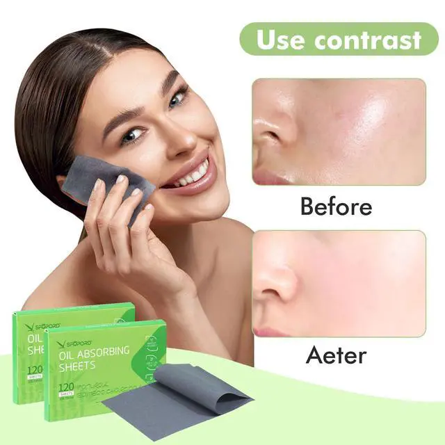 Alt view image 3 of 7 - Oil Absorbing Sheets with Bamboo Charcoal - 4 Pack (480 sheets) Oil Blotting Sheets For Face, 20% More Makeup Friendly High-performance Handy Face Blotting Paper for Oily Skin