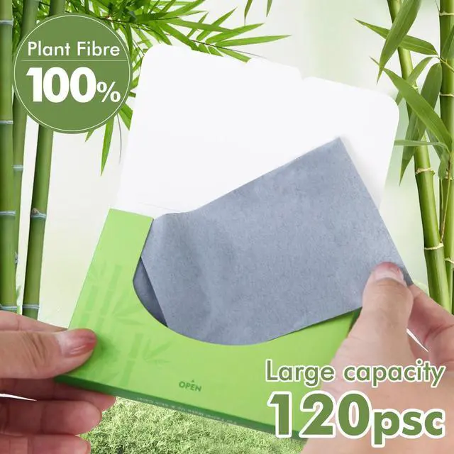 Alt view image 7 of 7 - Oil Absorbing Sheets with Bamboo Charcoal - 4 Pack (480 sheets) Oil Blotting Sheets For Face, 20% More Makeup Friendly High-performance Handy Face Blotting Paper for Oily Skin