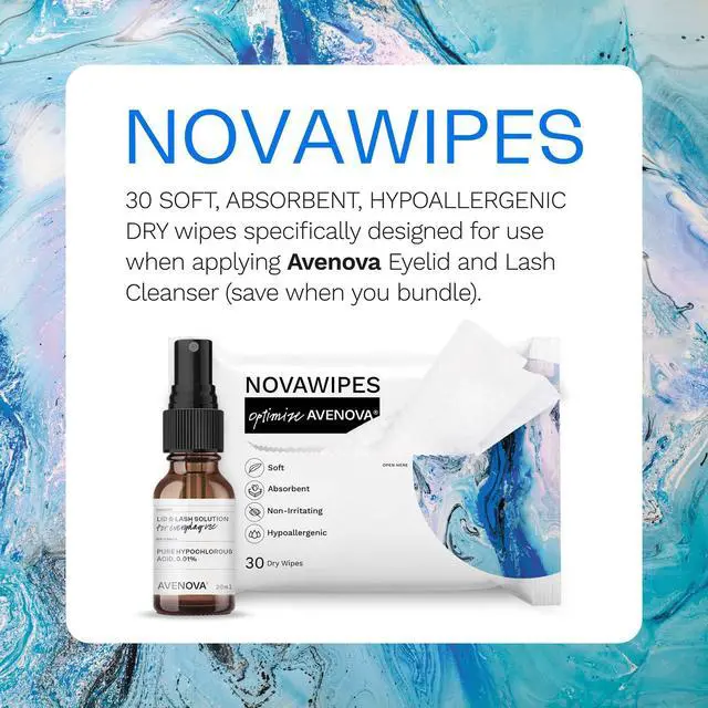 Alt view image 2 of 6 - Dry Eyelid Wipes - Non-Irritating, Durable & Absorbent Multi-Layer Eyelid Cleansing Wipes for Use with Avenova Spray, 30-Count
