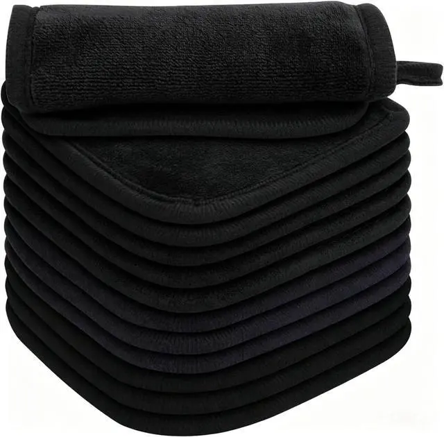 Main image of Cloth 12 Pack, Ultra Soft and Reusable Microfiber Makeup Remover Towels for All Skin Types, Makeup Removal Face Cleansing Cloth, 6 X 6, Black