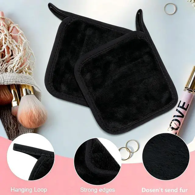 Alt view image 3 of 7 - Cloth 12 Pack, Ultra Soft and Reusable Microfiber Makeup Remover Towels for All Skin Types, Makeup Removal Face Cleansing Cloth, 6 X 6, Black