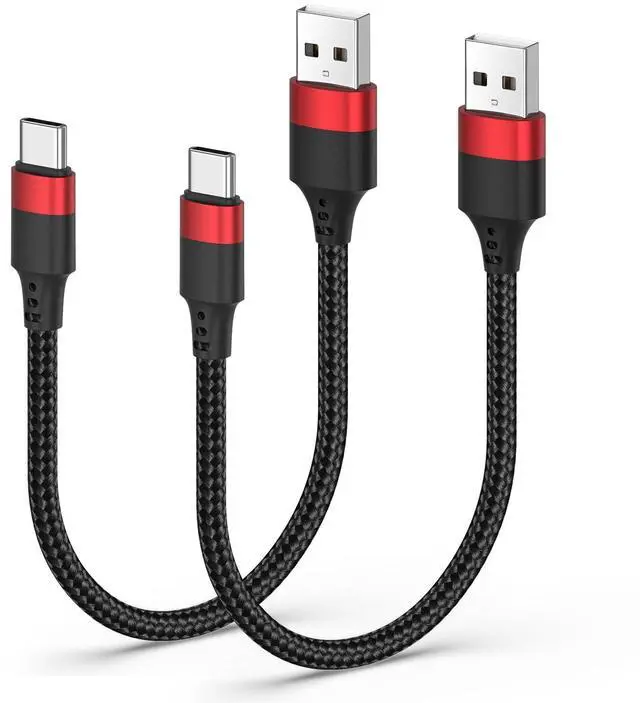 Main image of Short USB to USB C Cable, 2 Pack USB C Cable 1ft, Braided 12 inch Short USBC Cable 3A Fast Charging for iPhone 17 16 15 Pro Max, Samsung Galaxy S25 S24 S23, Pxiel 10 9