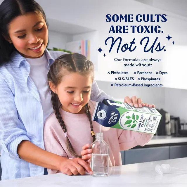 Alt view image 5 of 7 - Dish Soap Liquid Refills (32oz, 1 Pack) - Dish Soap that Cuts Grease & Grime - Free of Harsh Chemicals - Paper Based Eco Refill, Uses 90% Less Plastic - Sweet Basil