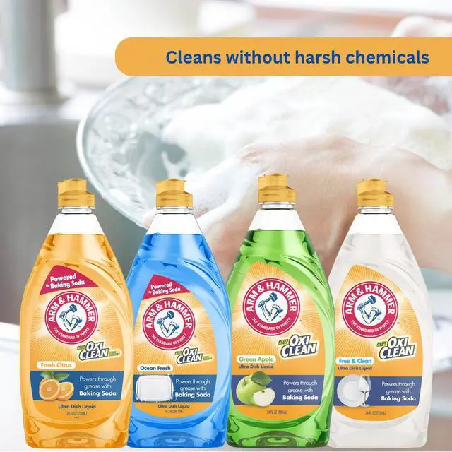 Alt view image 3 of 5 - OxiClean Dish Soap, Crisp Apple Scent, 24 oz, Powerful Grease-Cutting Liquid Dish Detergent