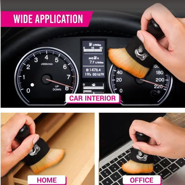 Alt view image 5 of 6 - 2 PCS Car Interior Detailing Brushes Automotive Cleaning Brush Kits for Vent Seat Crevice Dashboard Leather Air Conditioner