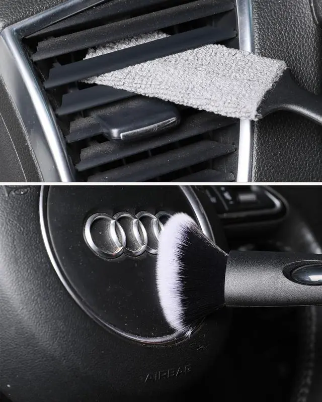 Alt view image 4 of 6 - Car Detailing Brush Set, 4 PCS Soft Boars Hair Auto Interior Cleaning Detail Brushes, Perfect for Safely Cleaning Emblem Air Vent, Leather Seats, Washing Wheels, Tires, Engine Bay, Car Detailing Kit