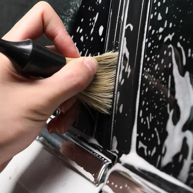 Alt view image 6 of 6 - Car Detailing Brush Set, 4 PCS Soft Boars Hair Auto Interior Cleaning Detail Brushes, Perfect for Safely Cleaning Emblem Air Vent, Leather Seats, Washing Wheels, Tires, Engine Bay, Car Detailing Kit