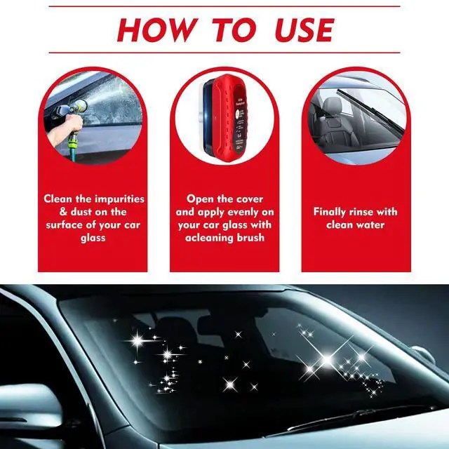 Alt view image 4 of 7 - Automotive Oil Film Cleaning Brush, Upgraded Antifog & Rainproof Glass Cleaning Board, Reusable Glass Oil Film Remover for Car Windows & Windshields (Red)