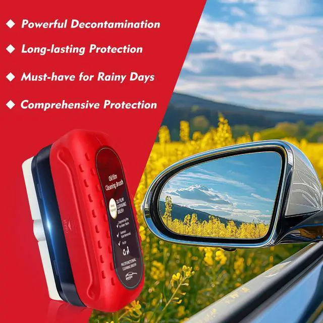 Alt view image 3 of 7 - Automotive Oil Film Cleaning Brush, Upgraded Antifog & Rainproof Glass Cleaning Board, Reusable Glass Oil Film Remover for Car Windows & Windshields (Red)