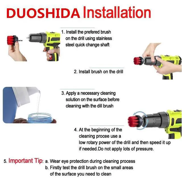 Alt view image 6 of 6 - Drill Brush 5 inch Soft Bristle White Quick Change Shaft