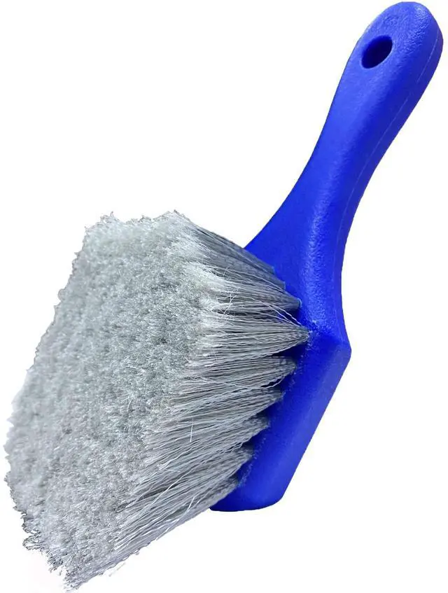 Main image of Wheel & Tire Brush for Car Rim, Soft Bristle Car Wash Brush, Cleans Tires & Releases Dirt and Road Grime, Short Handle for Easy Scrubbing Blue