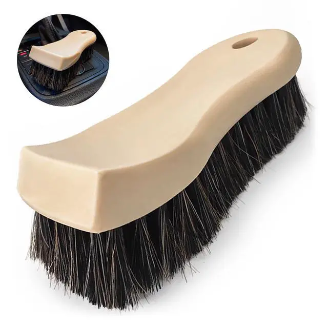 Alt view image 2 of 7 - Leather Cleaning Brush, Long Bristle Horse Hair Car Cleaning Brush for Car Interior Leather Seat and Home Furniture