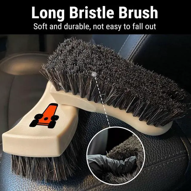 Alt view image 4 of 7 - Leather Cleaning Brush, Long Bristle Horse Hair Car Cleaning Brush for Car Interior Leather Seat and Home Furniture
