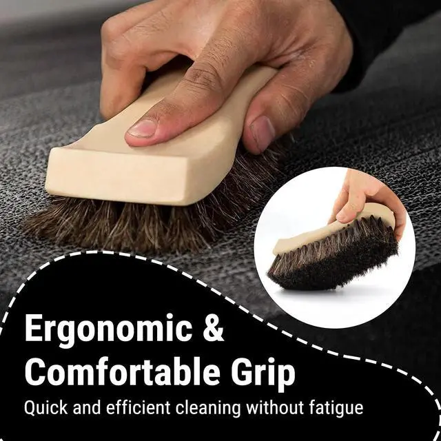 Alt view image 6 of 7 - Leather Cleaning Brush, Long Bristle Horse Hair Car Cleaning Brush for Car Interior Leather Seat and Home Furniture